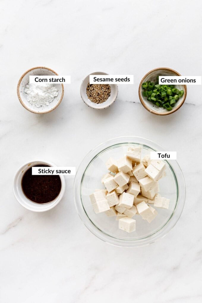 Ingredients to make sticky tofu