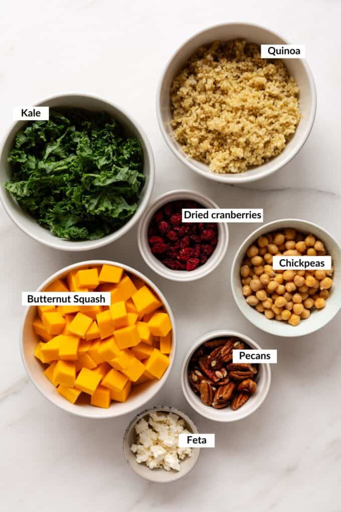 ingredients for butternut squash kale salad